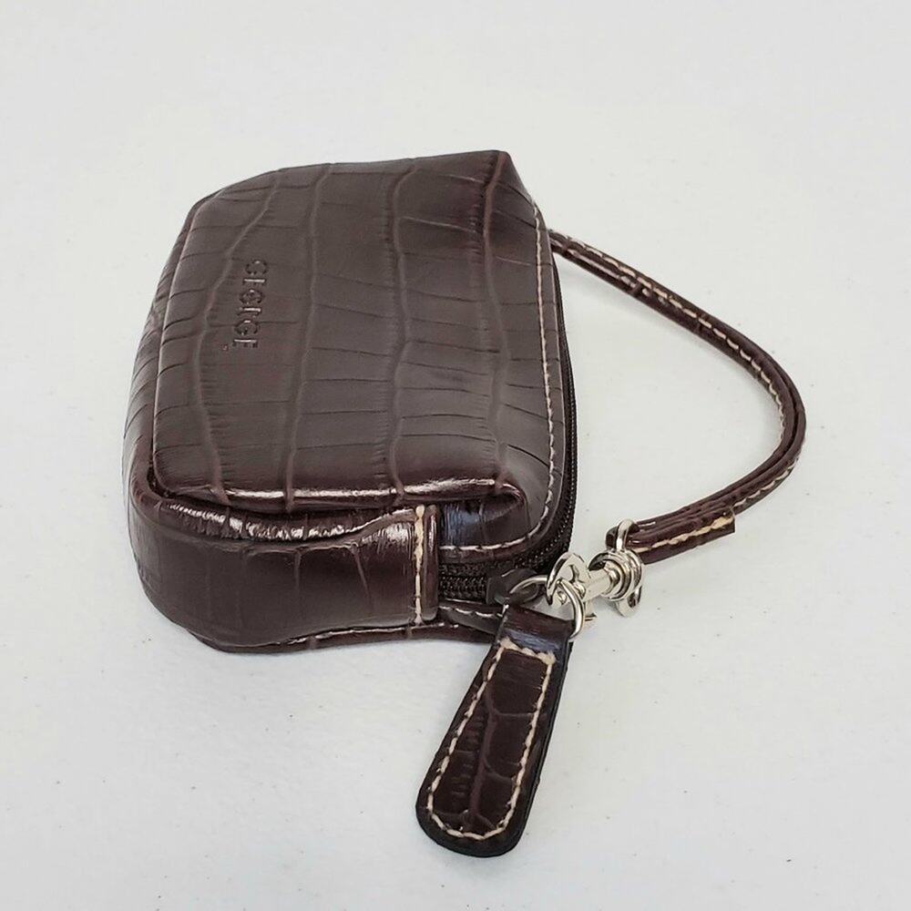 George Croc Embossed Faux Leather Zip Coin Pouch Wallet - Picture 3 of 9